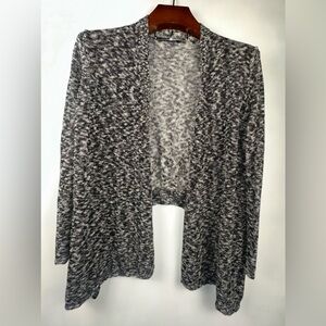 Elie Tahari Womens M Sheer Knit Open Front Long Sleeve‎ Draped Cardigan Black